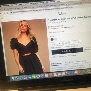 Crisscross My Heart Black Puff Sleeve Backless dre